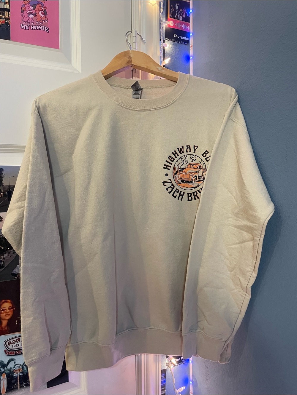 Zach Bryan Cream Crewneck Sweater